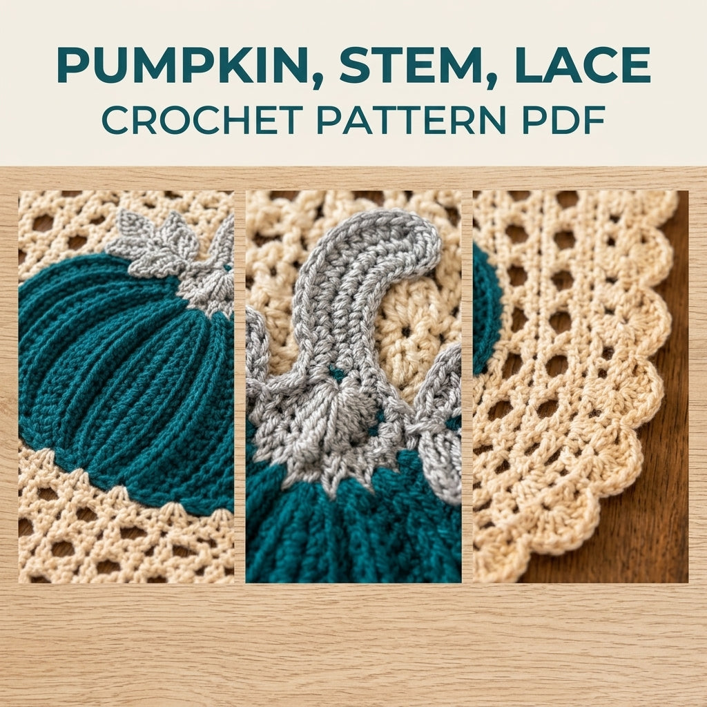 Teal Pumpkin Lace Table Runner Crochet Pattern PDF – Modern Fall Runner