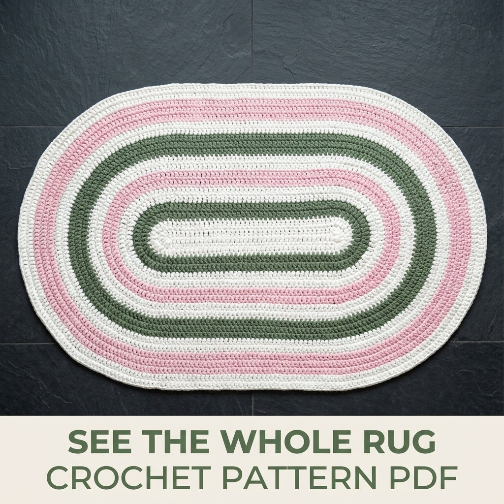 Oval Stripe Rug Crochet Pattern PDF – Easy T-Shirt Yarn Rug