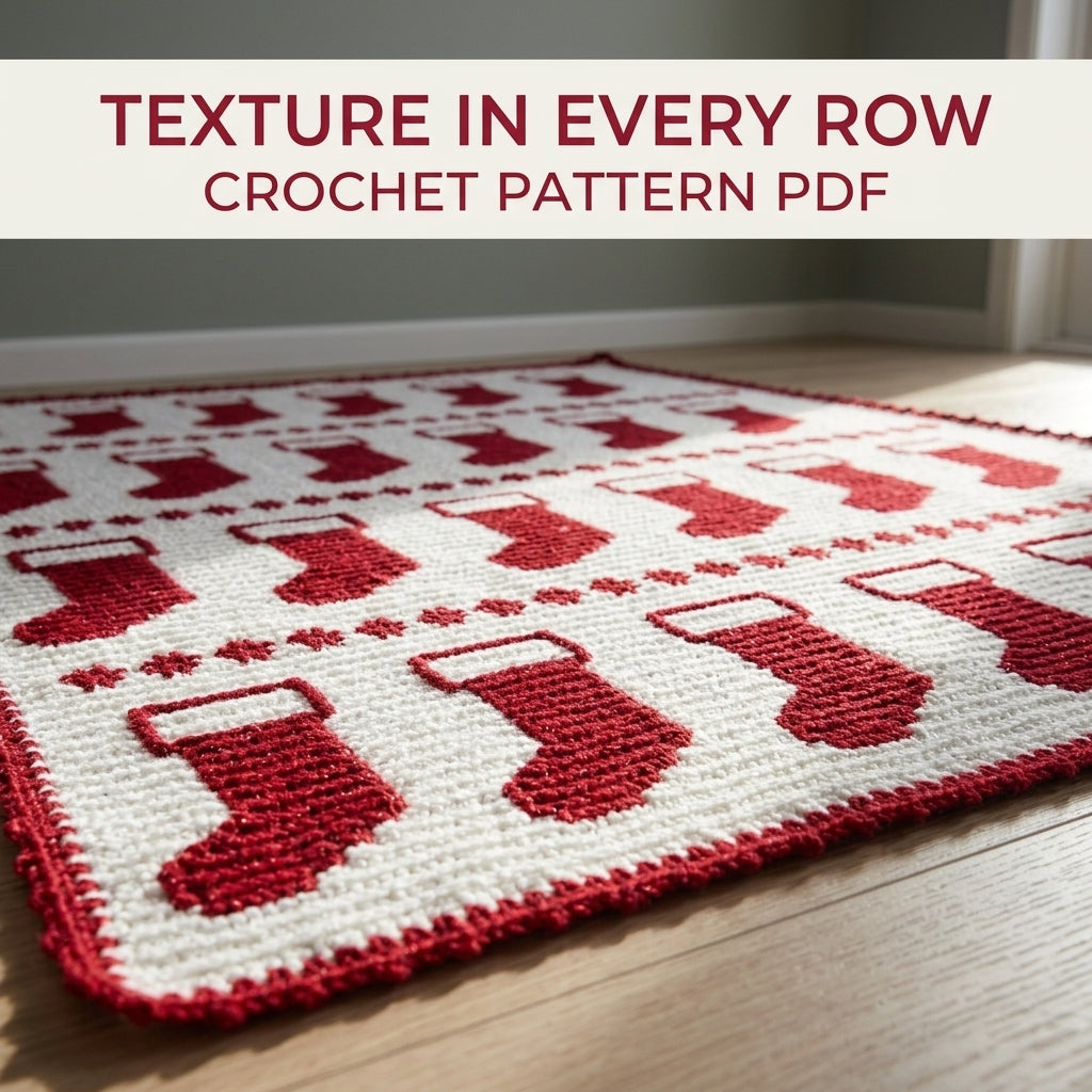 Stocking Crochet Blanket Pattern PDF – Christmas Tapestry Crochet Throw in Red and White