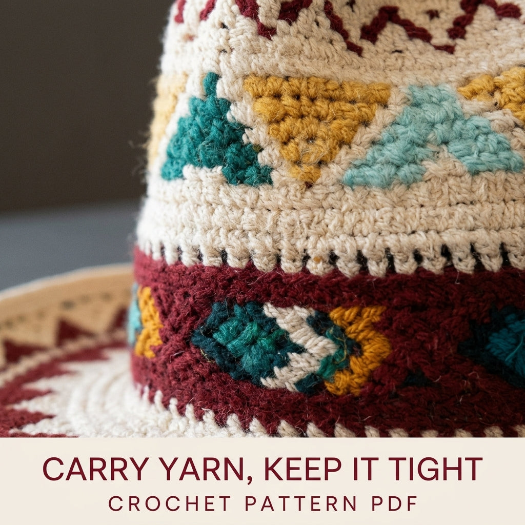 Tapestry Crochet Western Hat Pattern PDF – Colourwork Cowboy Hat