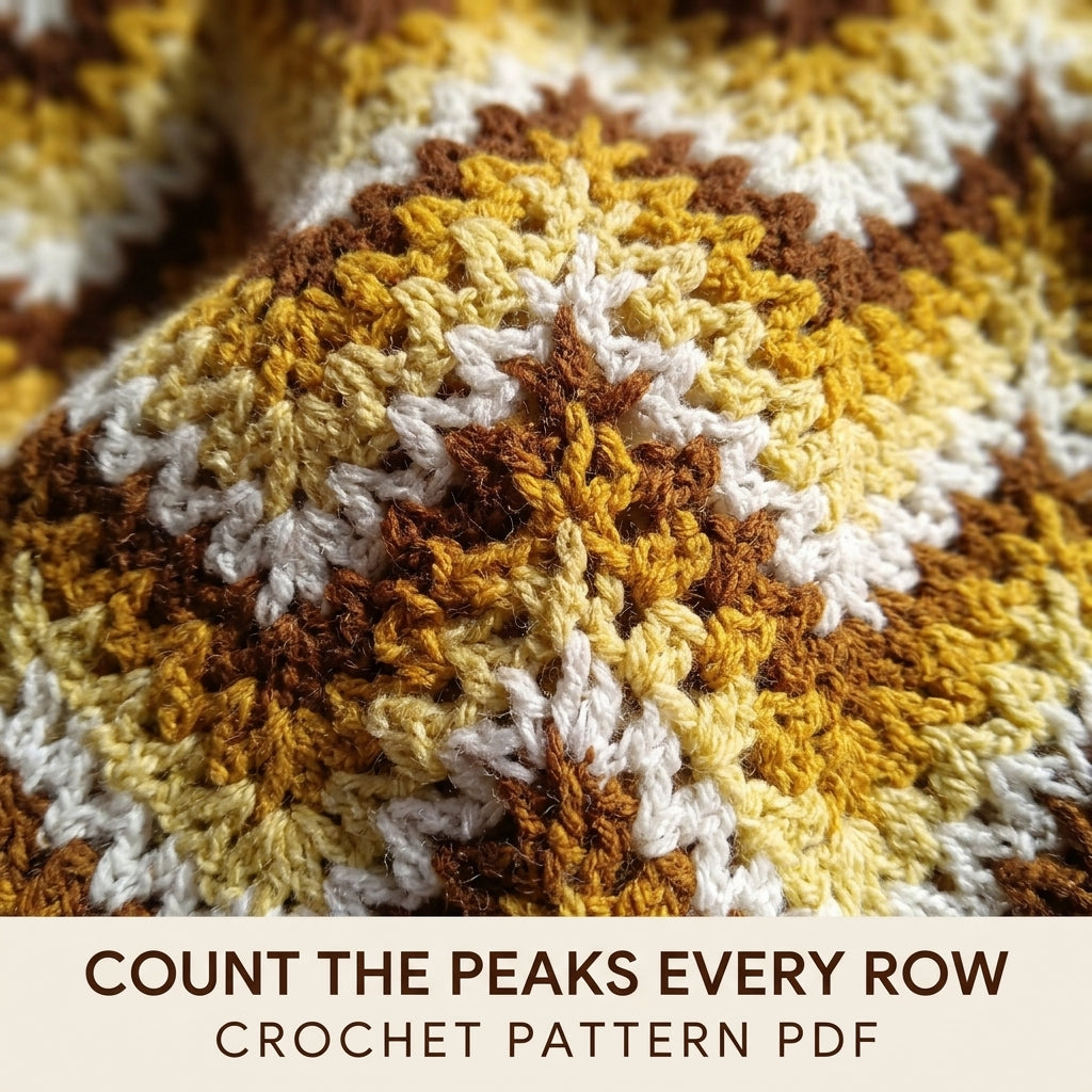Vintage Gold Ripple Blanket Crochet Pattern PDF – Vintage Brown and Gold Afghan