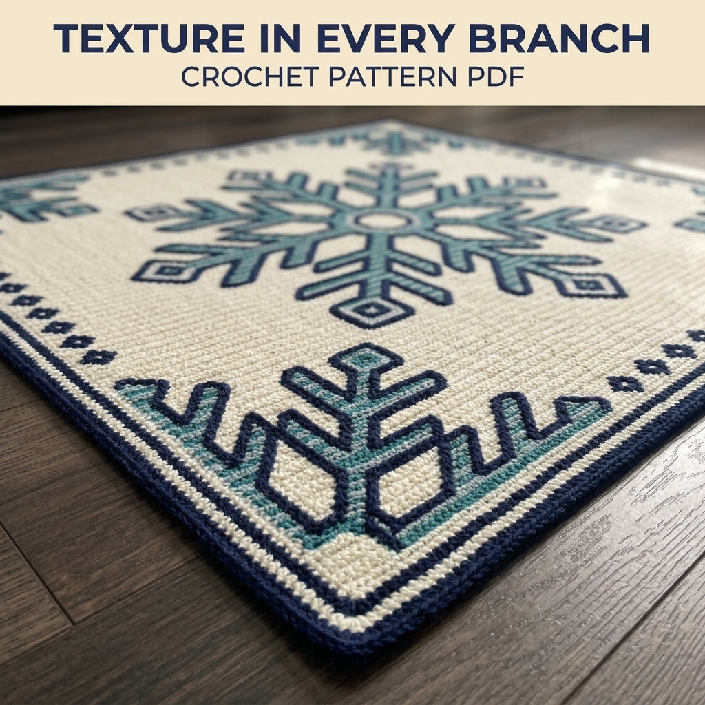 Snowflake Tapestry Crochet Blanket Pattern PDF – Winter Throw in Teal and Navy