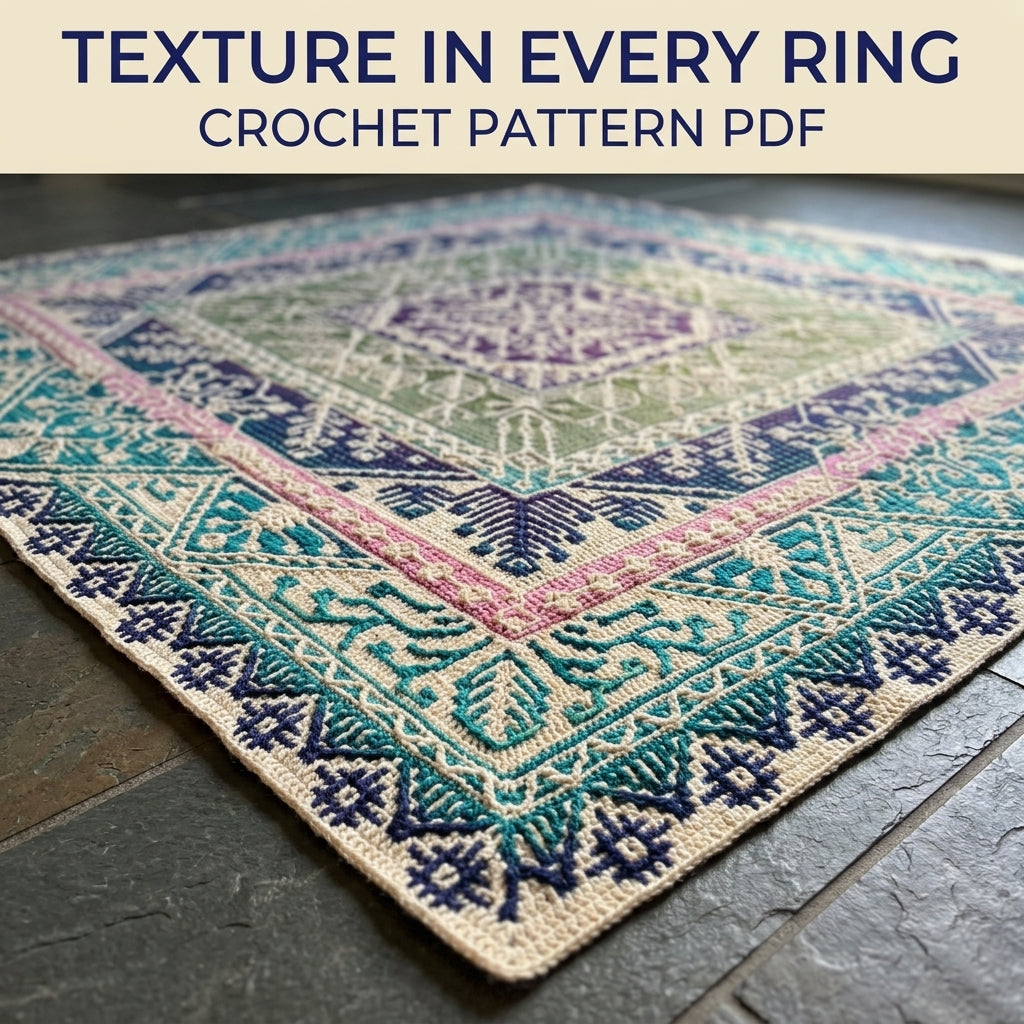Mosaic Medallion Square Blanket Crochet Pattern PDF – Mosaic in the Round Throw
