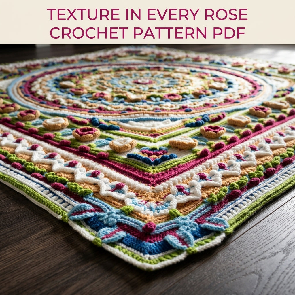 Jewel Overlay Mandala Blanket Crochet Pattern PDF – Colourful Textured Throw