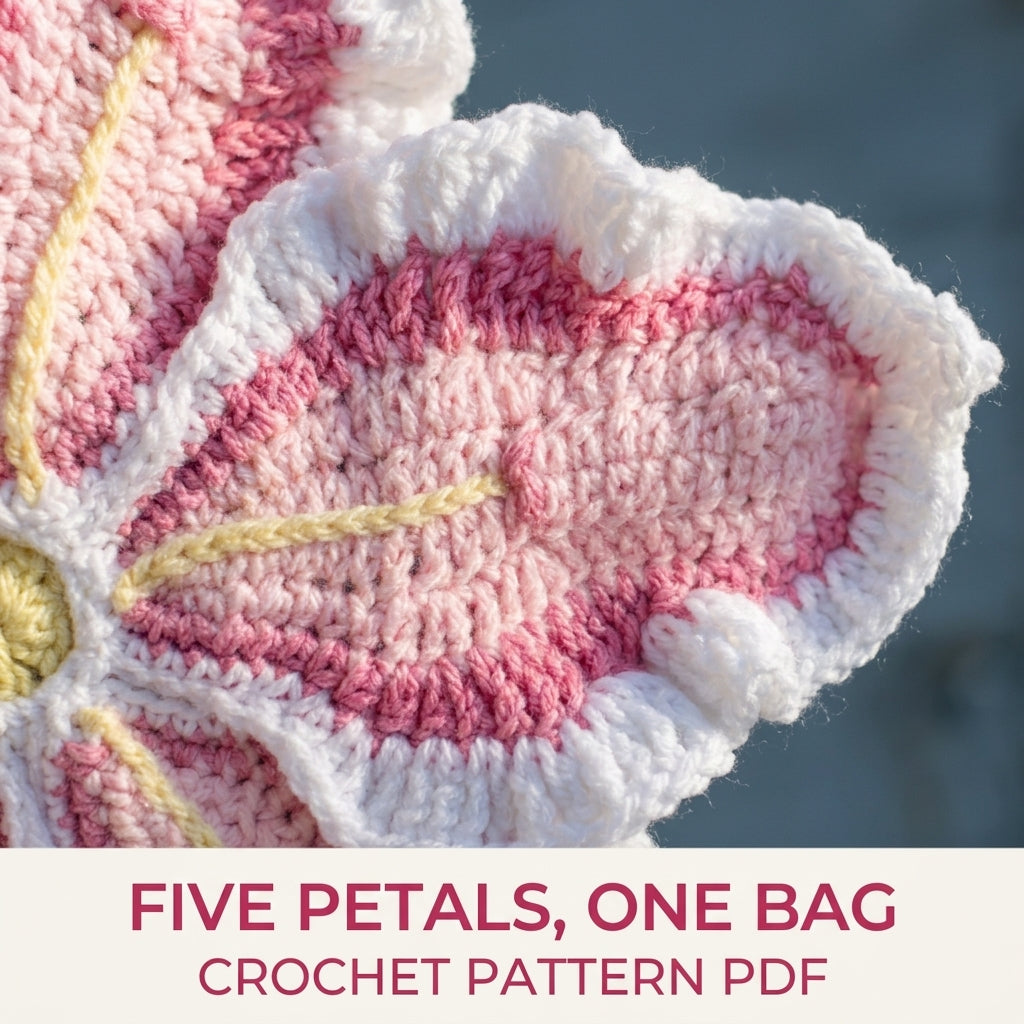 Flower Petal Bag Crochet Pattern PDF – Pink Ruffled Flower Shoulder Bag