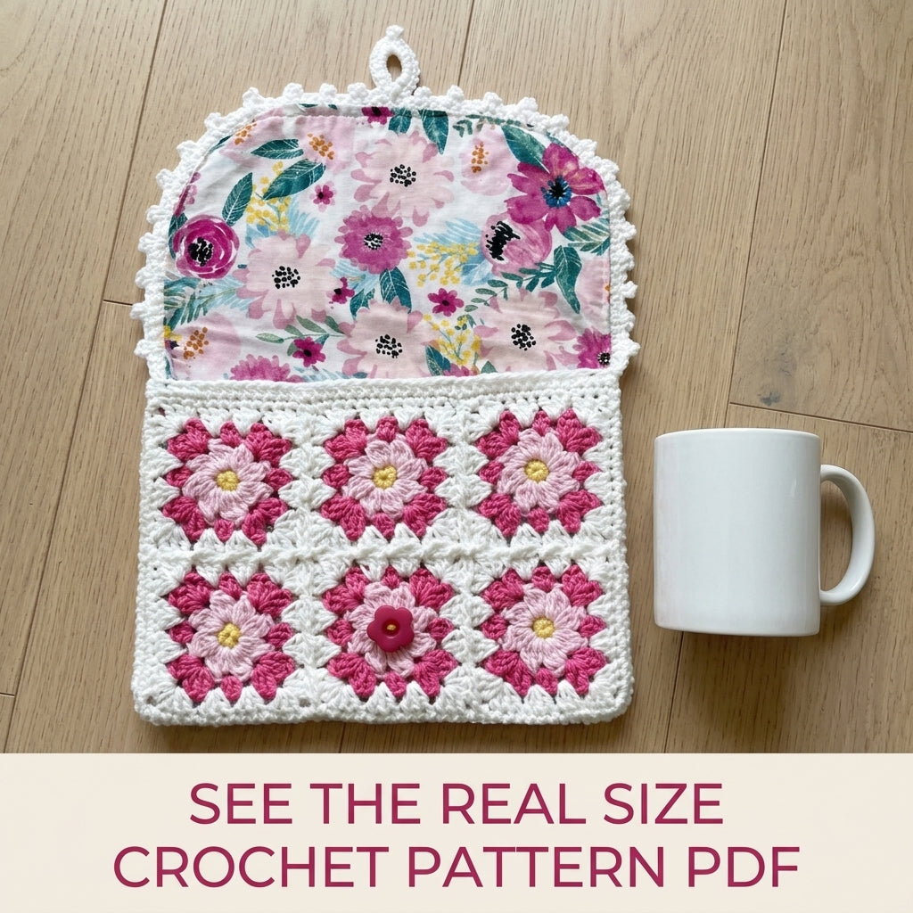 Flower Granny Pocket Pot Holder Crochet Pattern PDF – Kitchen Gift