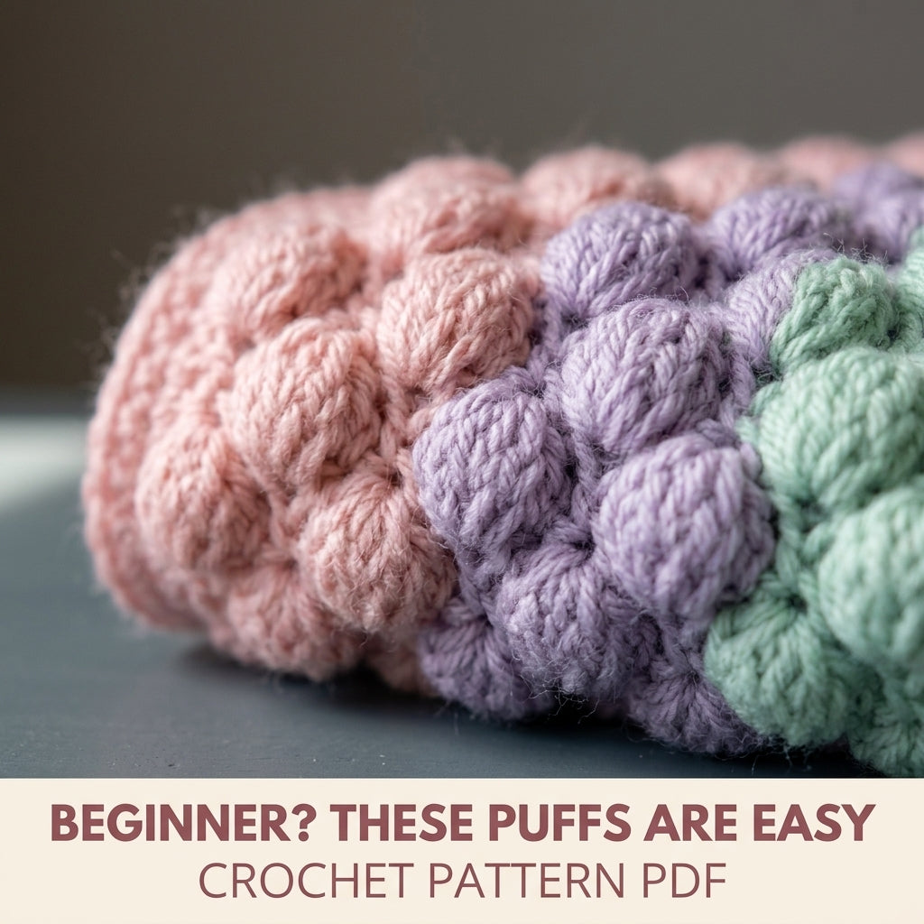 Puff Stitch Crochet Blanket Pattern PDF – Pastel Textured Throw for Beginners