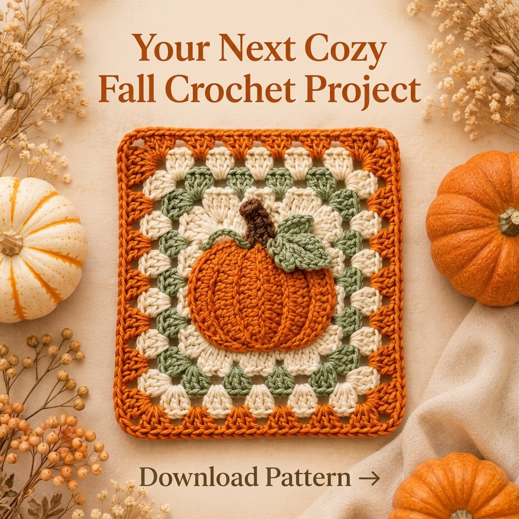 Pumpkin Granny Square Crochet Pattern — Autumn Motif Square for Blankets, Cushions and Bags, US Terms, PDF Download