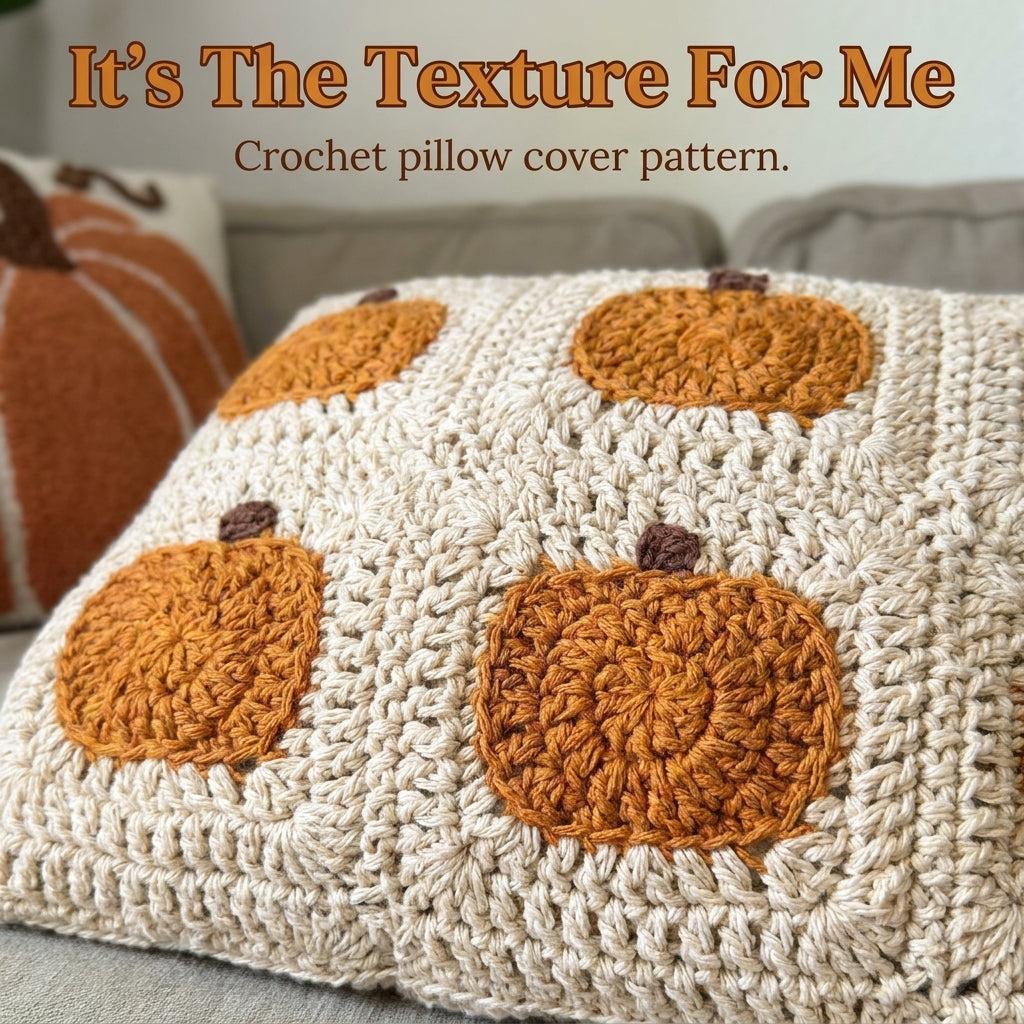 Pumpkin Granny Square Cushion Crochet Pattern — Autumn Pillow Cover in Cream and Rust, US Terms, PDF Download