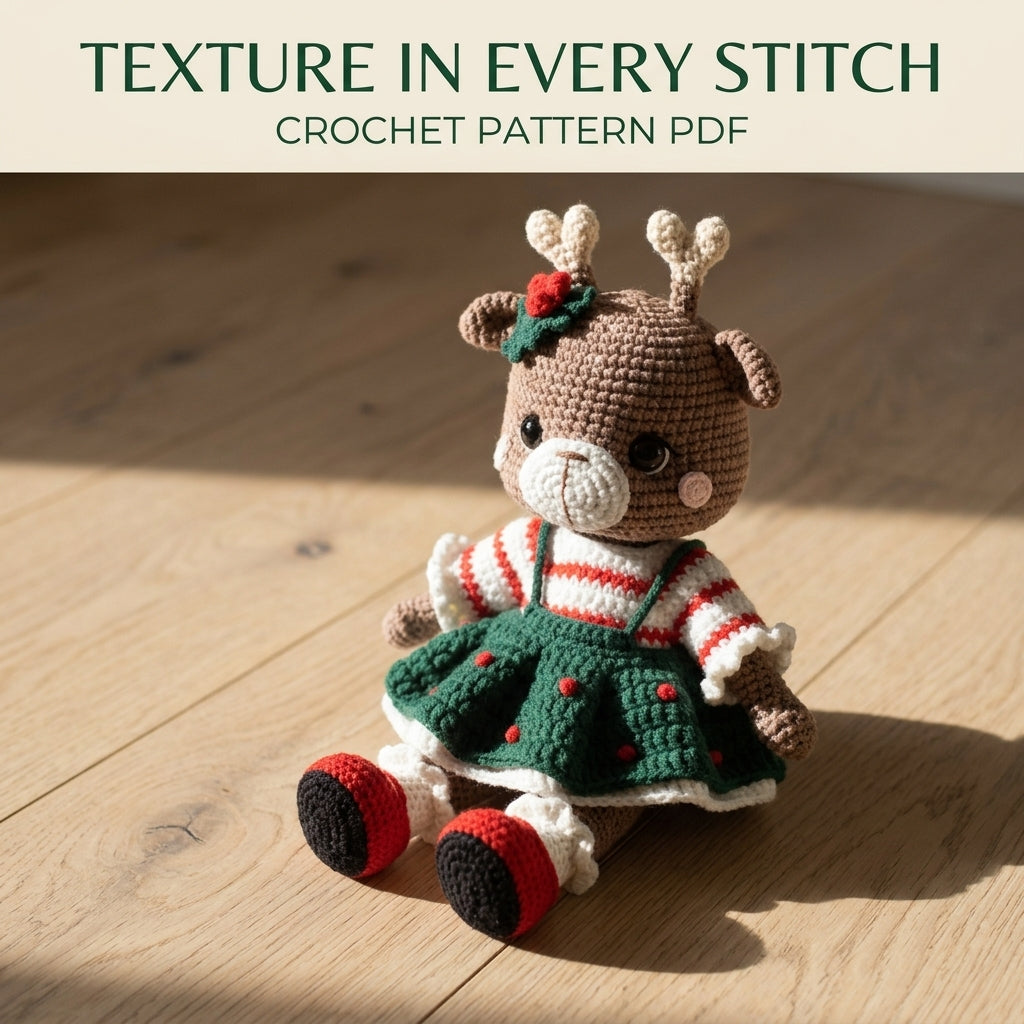 Reindeer Girl Amigurumi Doll Crochet Pattern PDF – Christmas Toy