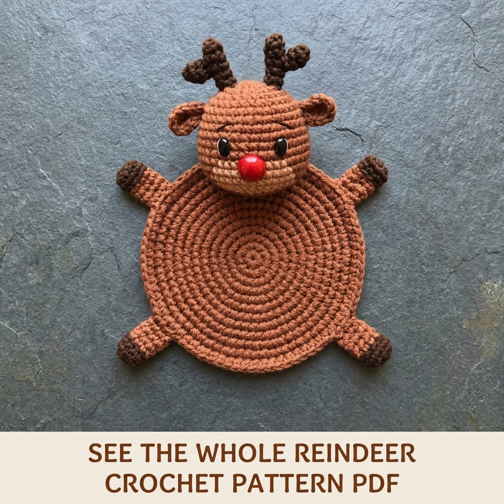 Reindeer Mug Coaster Crochet Pattern PDF – Christmas Mug Rug