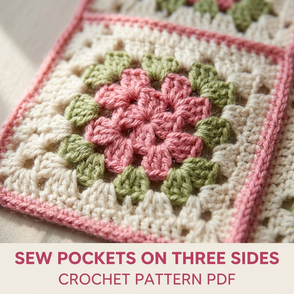 Rose Granny Pocket Organizer Crochet Pattern PDF – Hanging Bathroom Storage