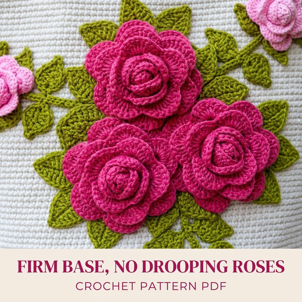 Rose Bouquet Bucket Tote Crochet Pattern PDF – 3D Rose Bag