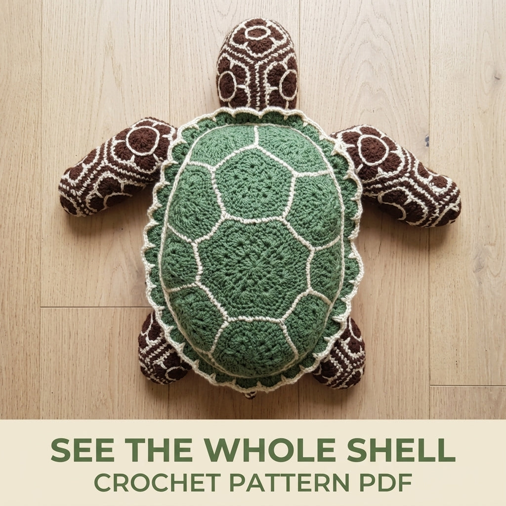 African Flower Sea Turtle Crochet Pattern PDF – Hexagon Amigurumi Turtle