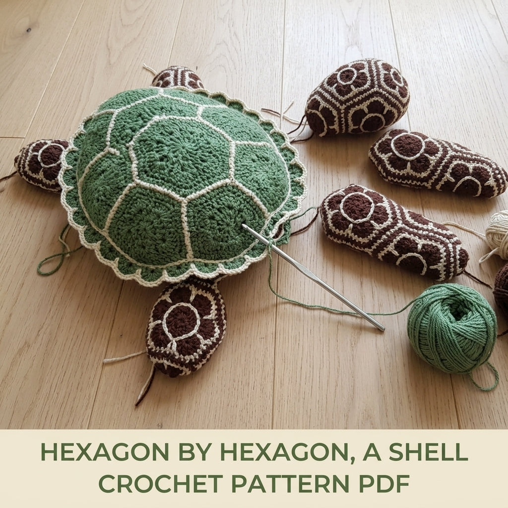 African Flower Sea Turtle Crochet Pattern PDF – Hexagon Amigurumi Turtle