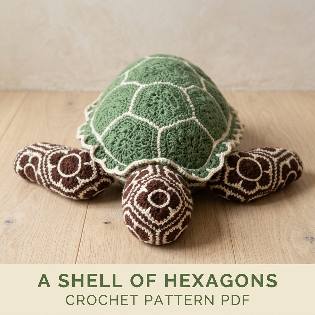 African Flower Sea Turtle Crochet Pattern PDF – Hexagon Amigurumi Turtle