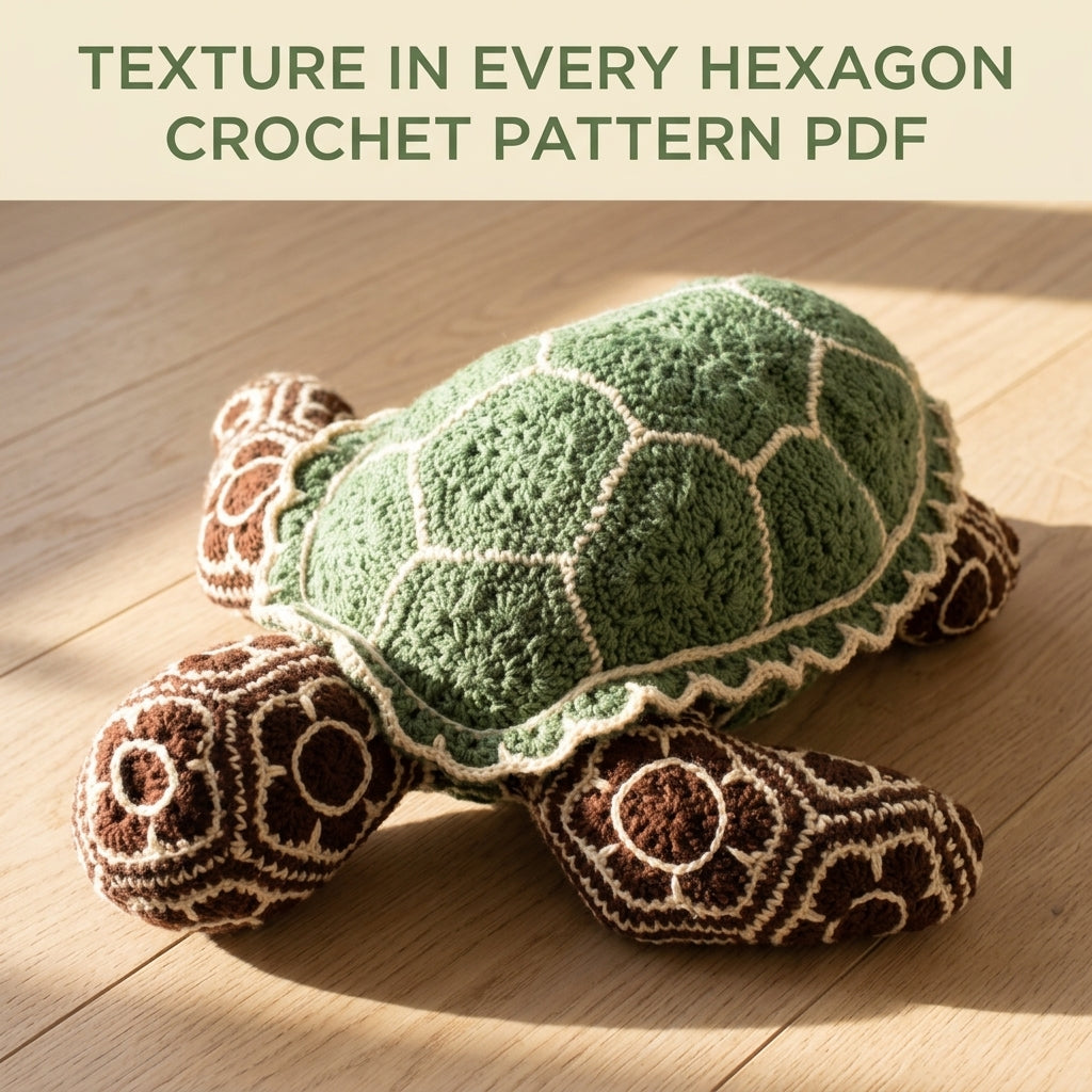 African Flower Sea Turtle Crochet Pattern PDF – Hexagon Amigurumi Turtle