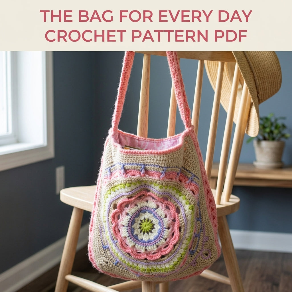 Mandala Lined Shoulder Bag Crochet Pattern PDF – Pastel Mandala Purse with Lining
