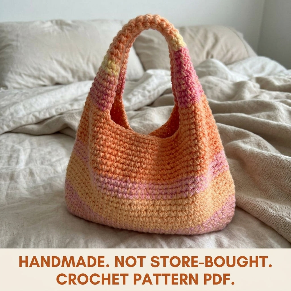 Sunset Slouch Bag Crochet Pattern PDF – Easy Single Crochet Shoulder Bag