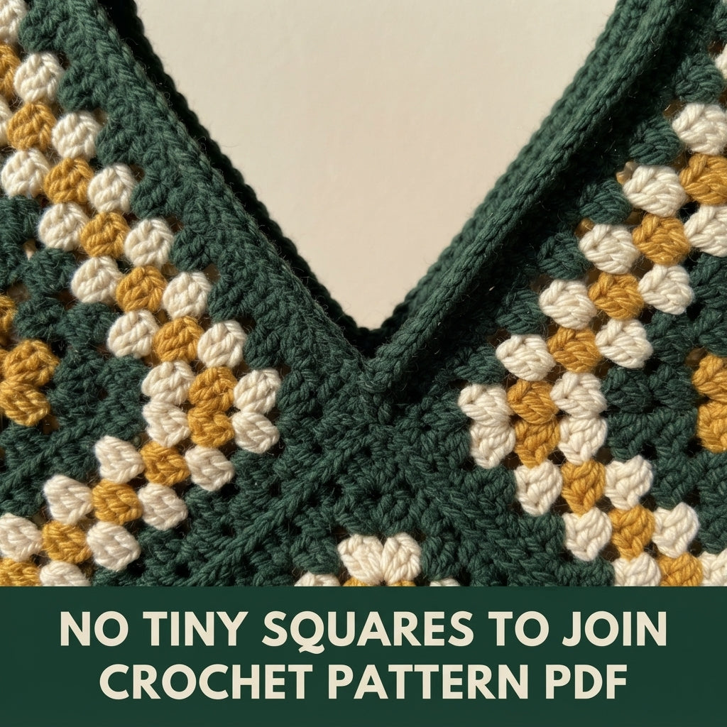 Granny Stitch Shoulder Bag Crochet Pattern PDF – Slouchy V-Top Bag with Ribbed Strap