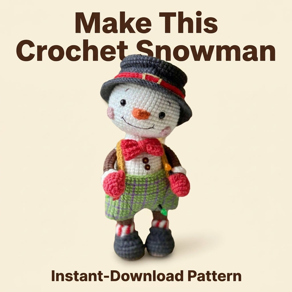 Snowman Amigurumi Crochet Pattern — Dressed Christmas Doll with Removable Hat, US Terms, PDF Download