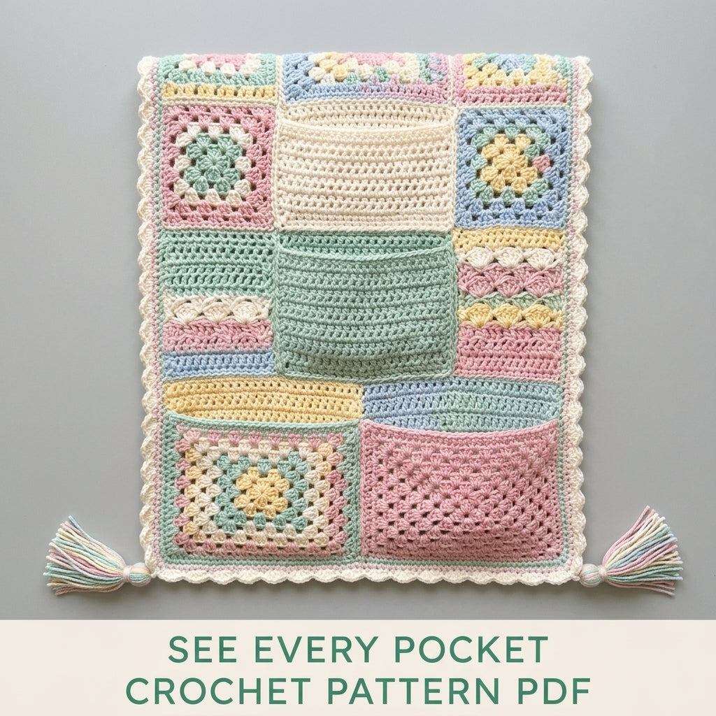 Pastel Granny Sofa Arm Organizer Crochet Pattern PDF – Armrest Caddy