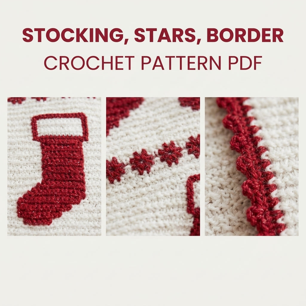 Stocking Crochet Blanket Pattern PDF – Christmas Tapestry Crochet Throw in Red and White