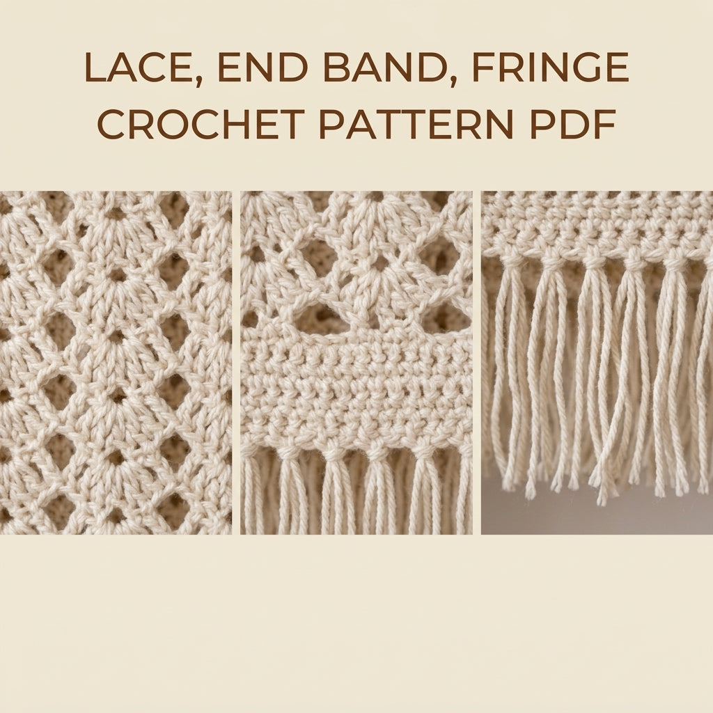 Lace Stole Wrap Crochet Pattern PDF – Long Diamond Lace Scarf Shawl with Fringe