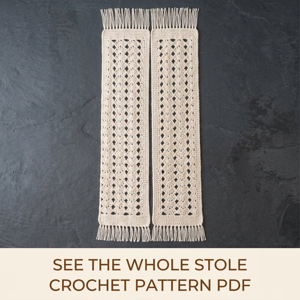 Lace Stole Wrap Crochet Pattern PDF – Long Diamond Lace Scarf Shawl with Fringe