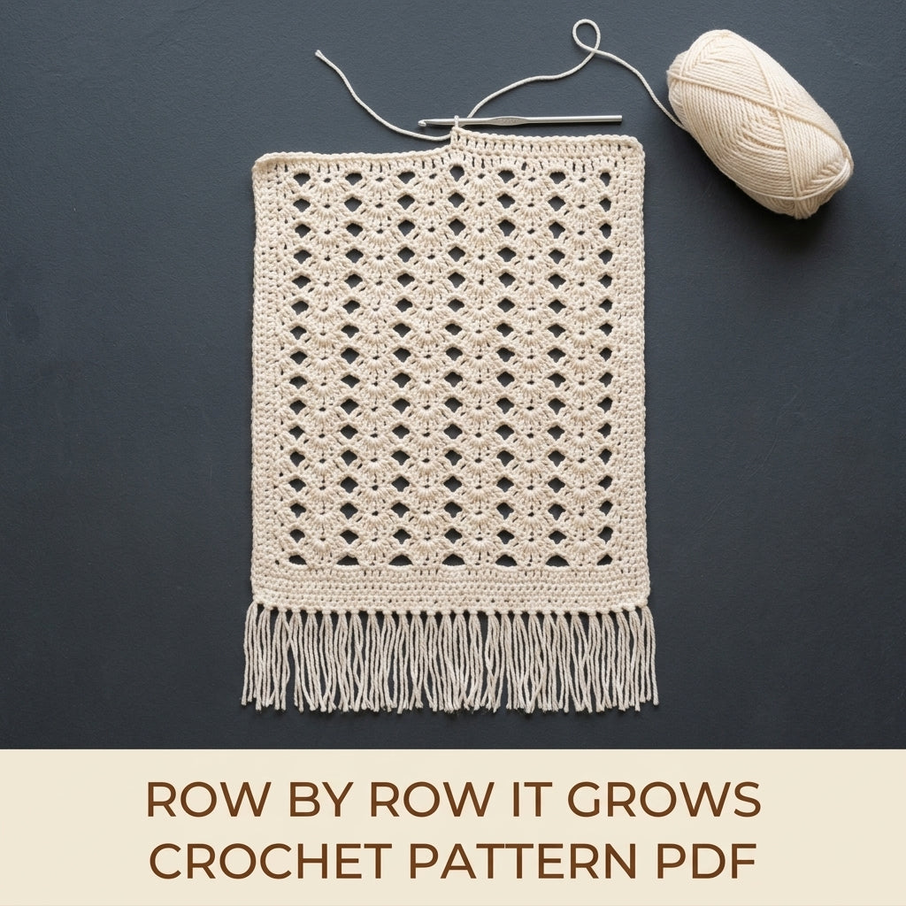 Lace Stole Wrap Crochet Pattern PDF – Long Diamond Lace Scarf Shawl with Fringe