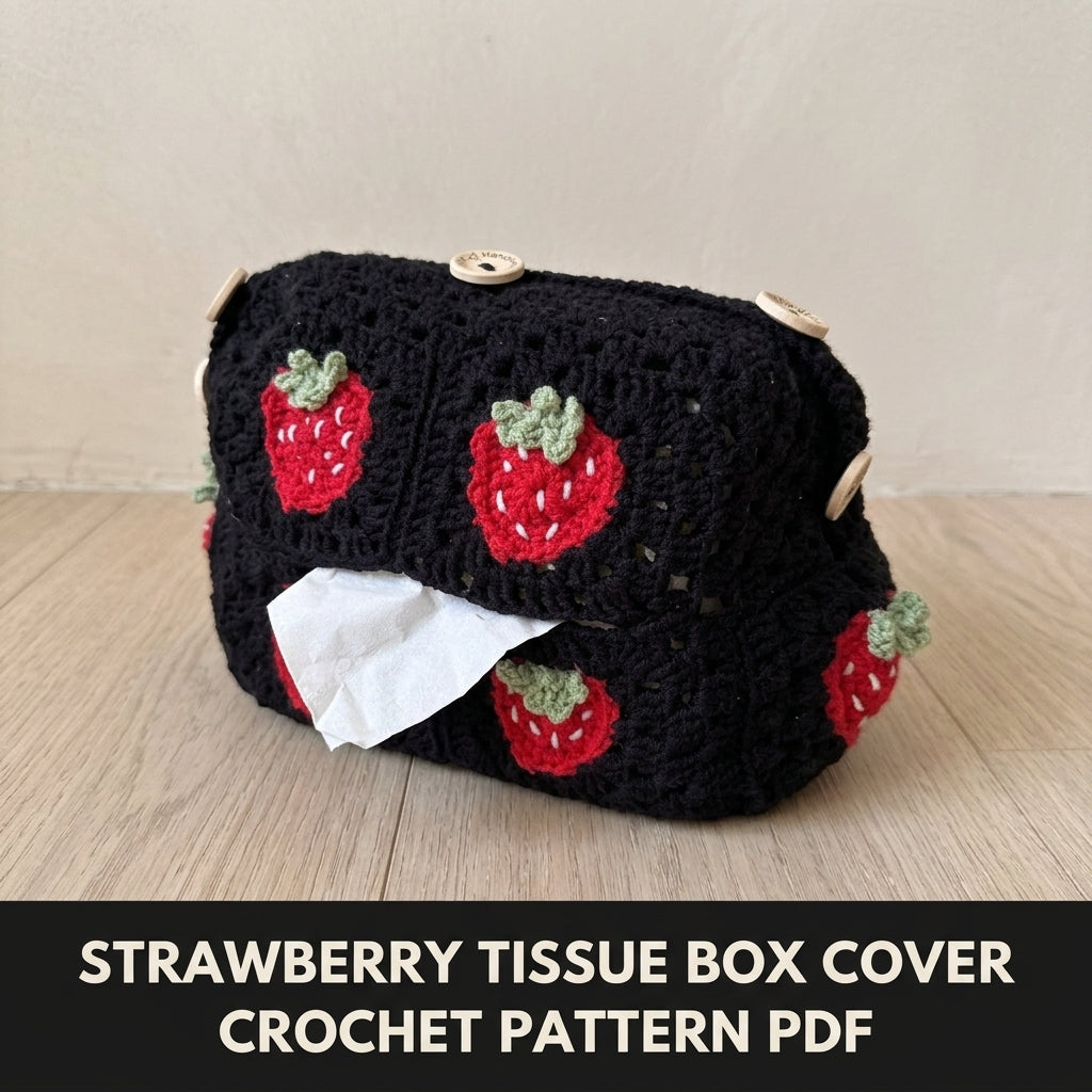 Strawberry Granny Tissue Box Cover Crochet Pattern PDF – Car Headrest Tissue Holder