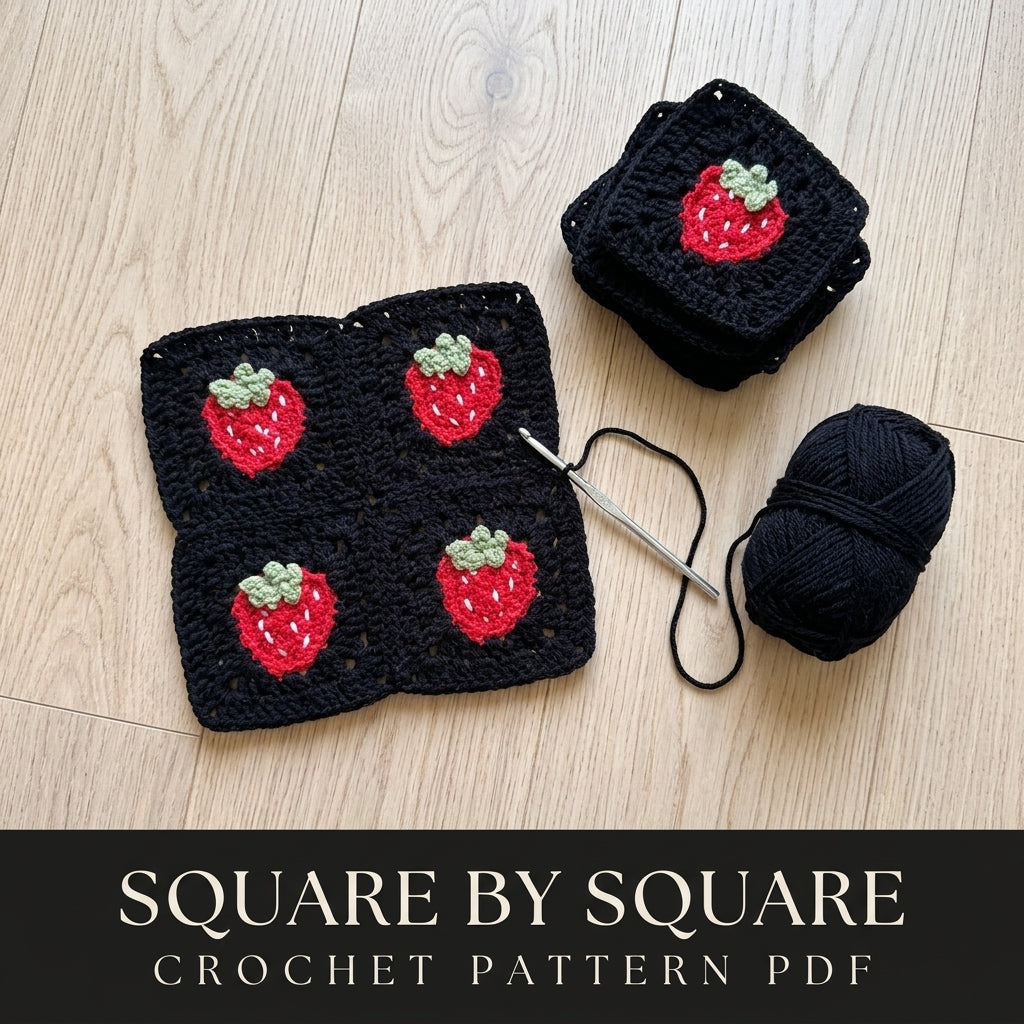 Strawberry Granny Tissue Box Cover Crochet Pattern PDF – Car Headrest Tissue Holder