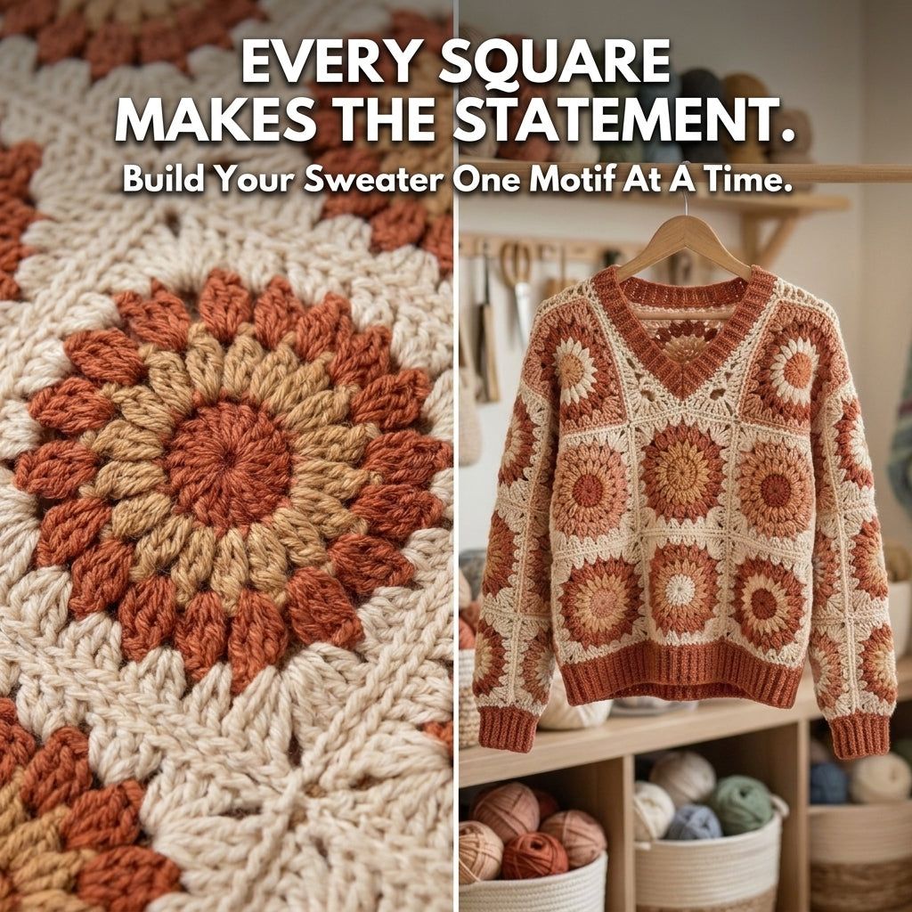 Heart Granny Square Sweater – Crochet Pattern PDF