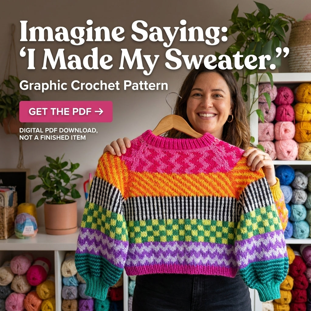 Colourwork Sweater KNITTING Pattern | Multi-Motif Striped Jumper with Balloon Sleeves | Stranded Colourwork | PDF Instant Download