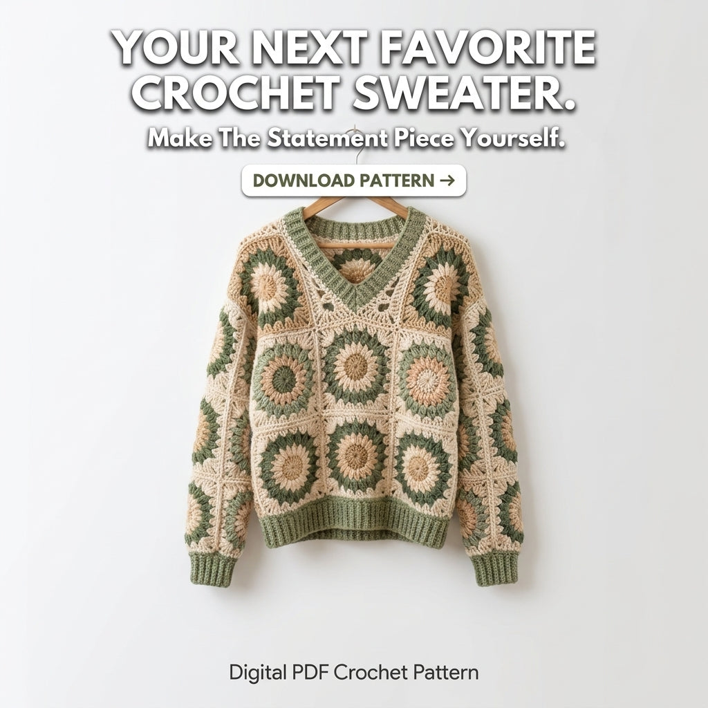 Heart Granny Square Sweater – Crochet Pattern PDF