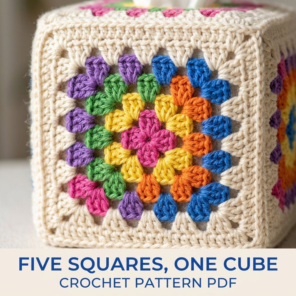 Granny Square Tissue Box Cover Crochet Pattern PDF – Cube Tissue Cover