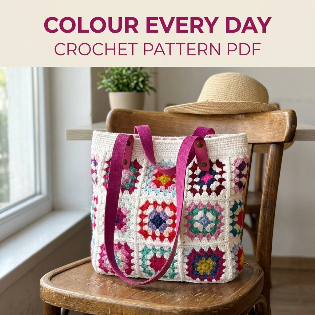 Bright Granny Square Tote Crochet Pattern PDF – Lined Shoulder Bag