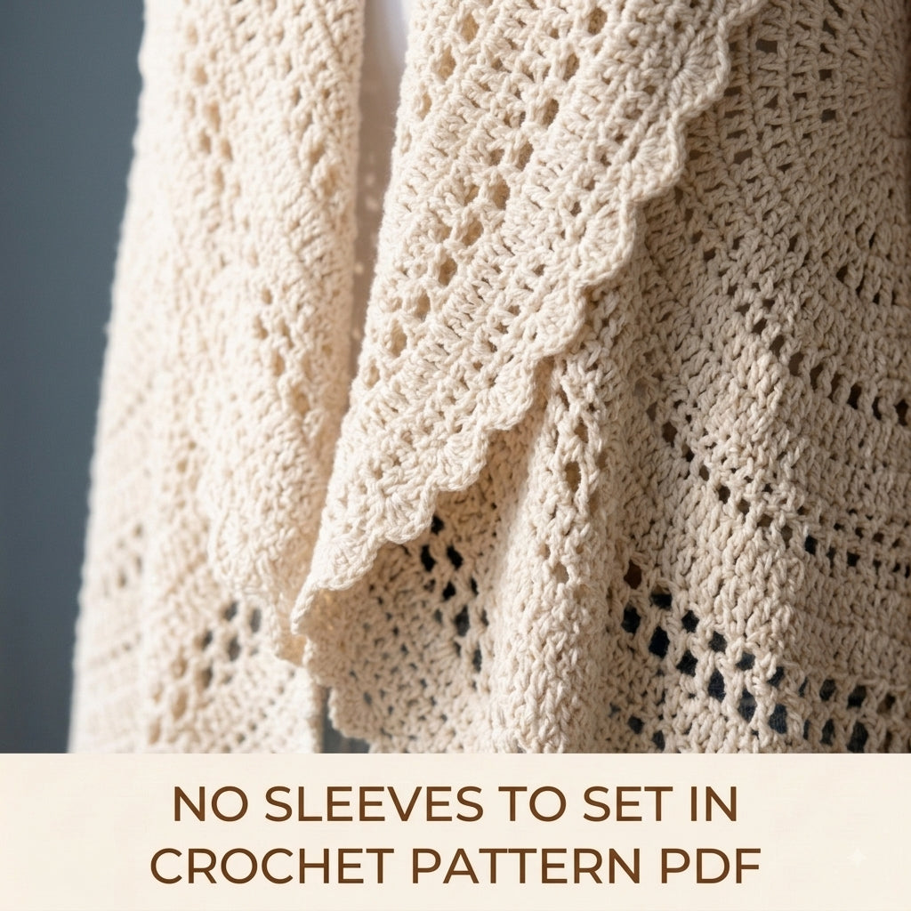 Lace Circle Vest Crochet Pattern PDF – Cascading Sleeveless Vest with Scalloped Edge