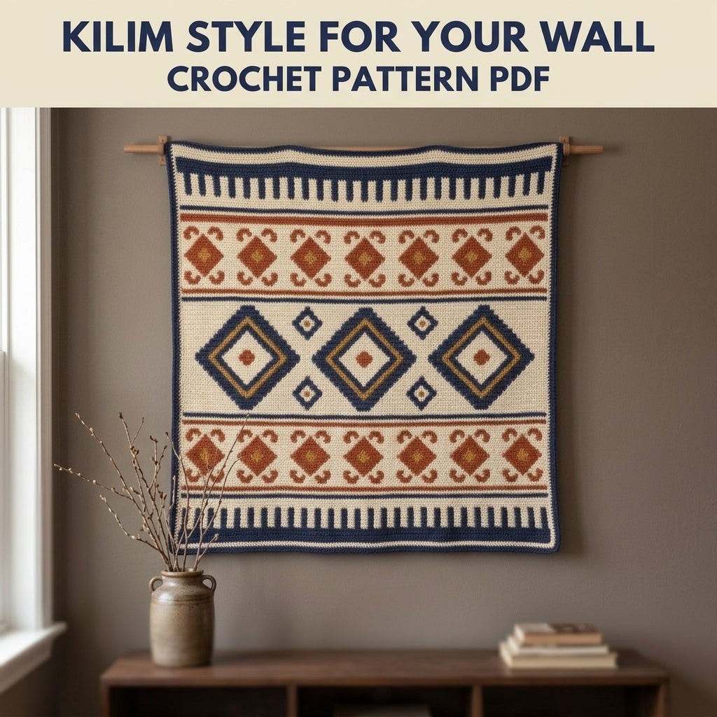 Diamond Tapestry Crochet Pattern PDF – Geometric Crochet Wall Decor