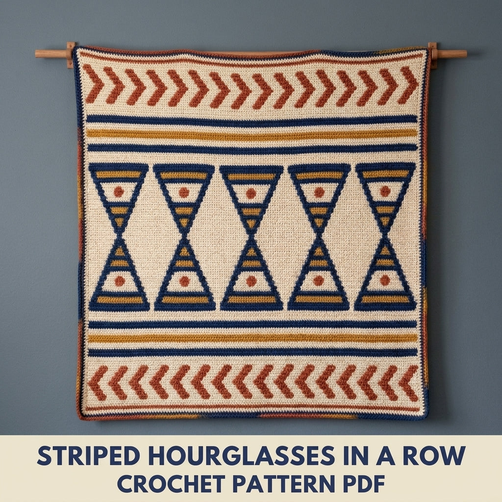 Hourglass Tapestry Crochet Wall Hanging Pattern PDF – Geometric Colourwork Wall Art