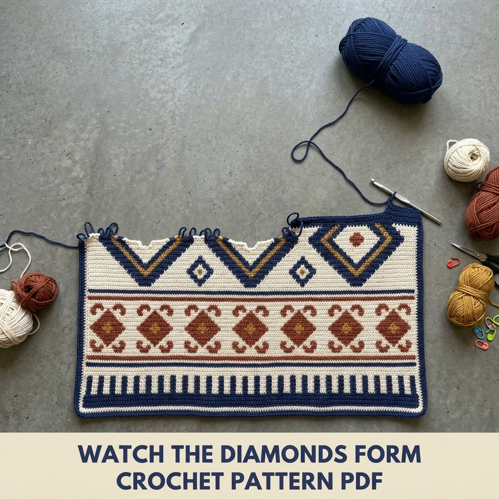 Diamond Tapestry Crochet Pattern PDF – Geometric Crochet Wall Decor