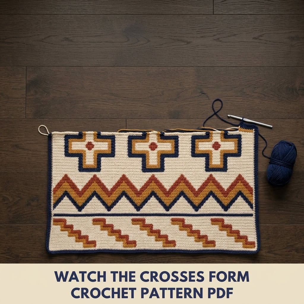 Cross and Zigzag Tapestry Crochet Pattern PDF – Geometric Crochet Wall Decor