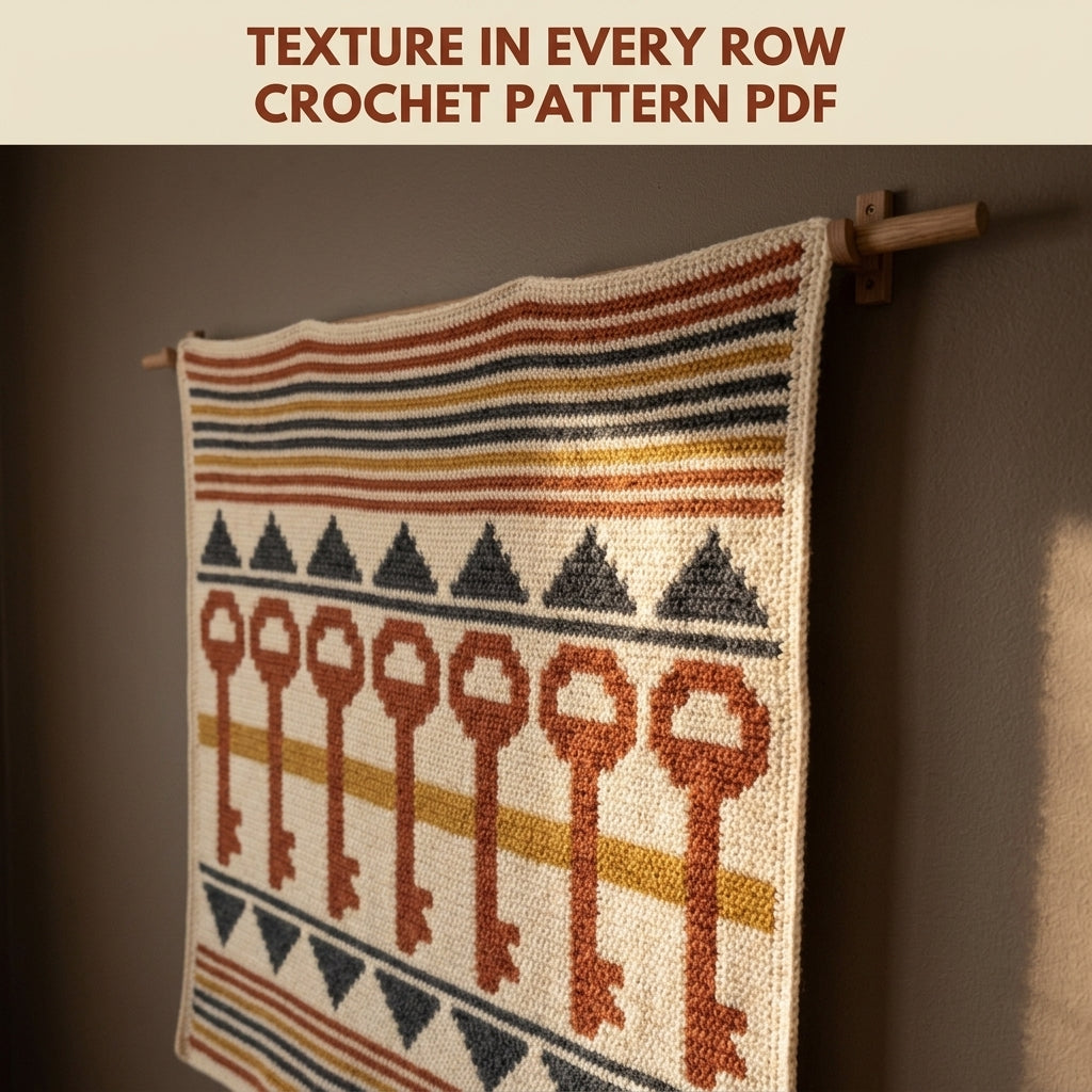 Key Tapestry Crochet Wall Hanging Pattern PDF – Skeleton Keys Colourwork Wall Art