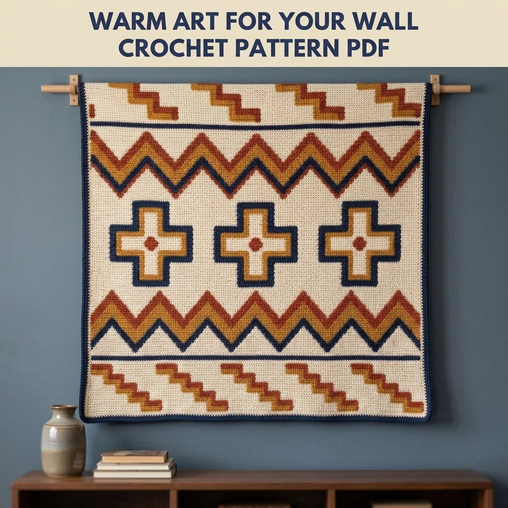 Cross and Zigzag Tapestry Crochet Pattern PDF – Geometric Crochet Wall Decor
