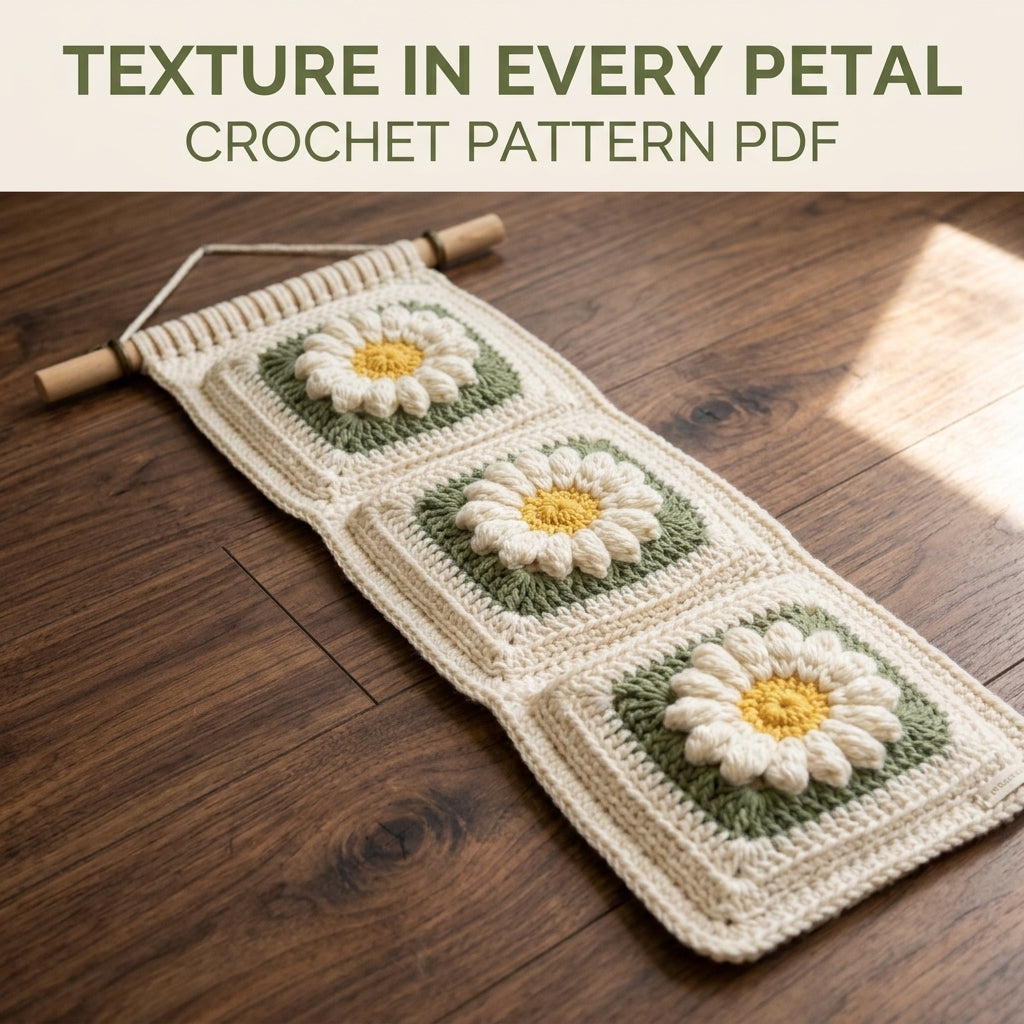 Daisy Wall Pocket Hanging Crochet Pattern PDF – Entryway Organizer