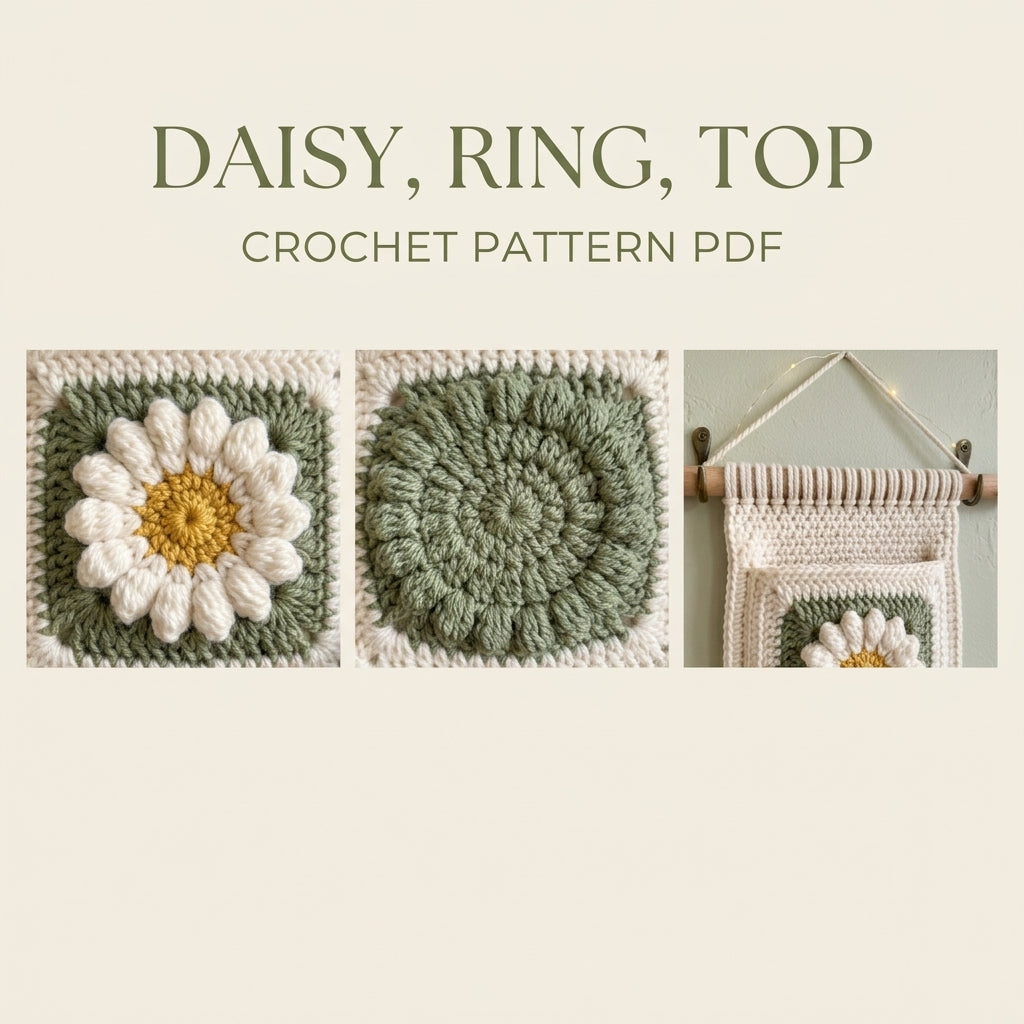 Daisy Wall Pocket Hanging Crochet Pattern PDF – Entryway Organizer