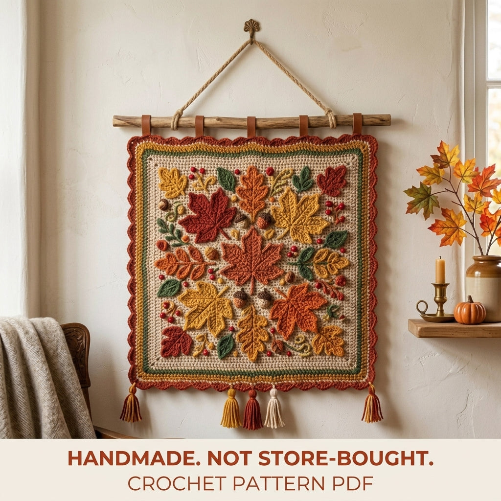 Autumn Leaves Wall Hanging Crochet Pattern PDF – Fall Wall Decor