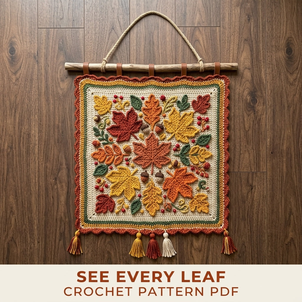 Autumn Leaves Wall Hanging Crochet Pattern PDF – Fall Wall Decor