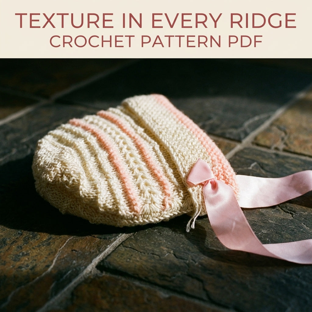 Vintage Striped Baby Bonnet Crochet Pattern PDF – Newborn Hat with Ribbon