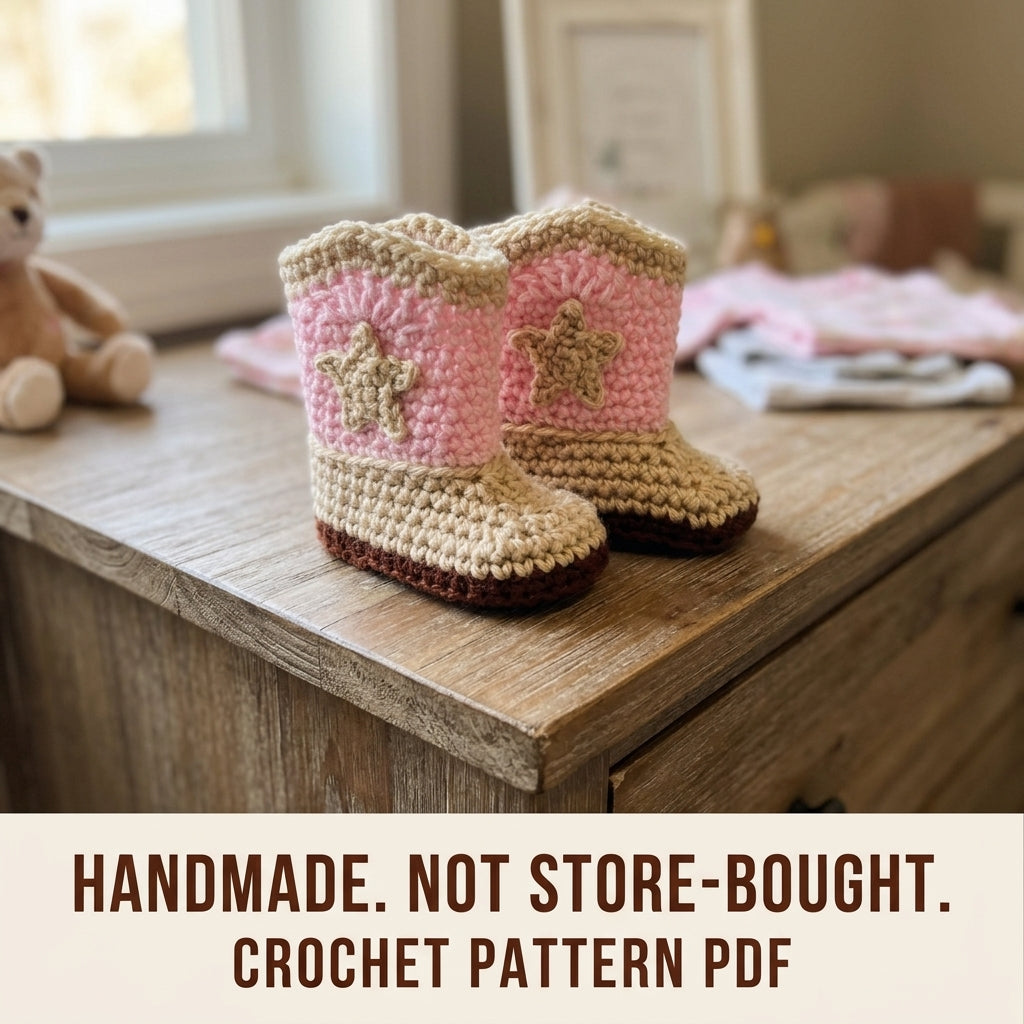 Cowgirl Baby Boots Crochet Pattern PDF – Baby Cowboy Booties